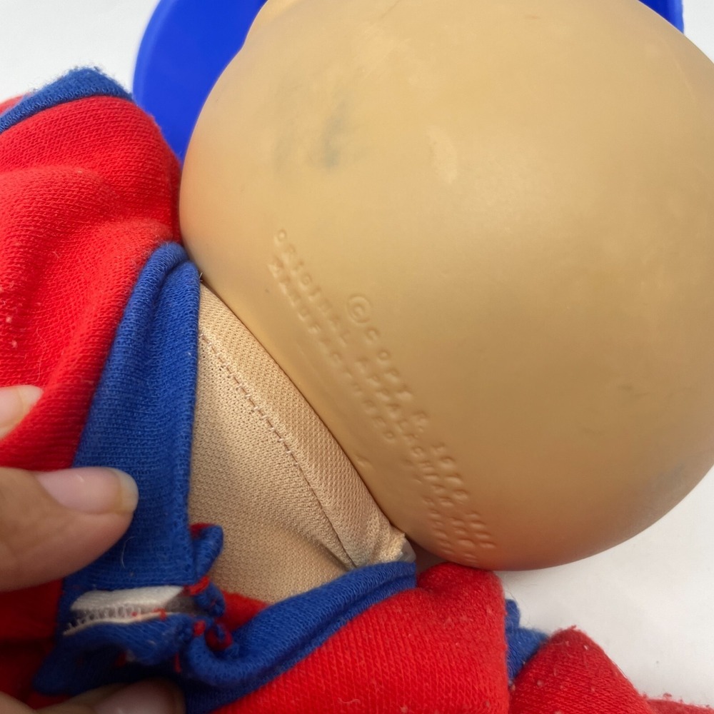 Vintage 1984s Cabbage Patch Kids Doll Football Outfit Blue Helmet Bald Pacifier - Picture 6 of 8